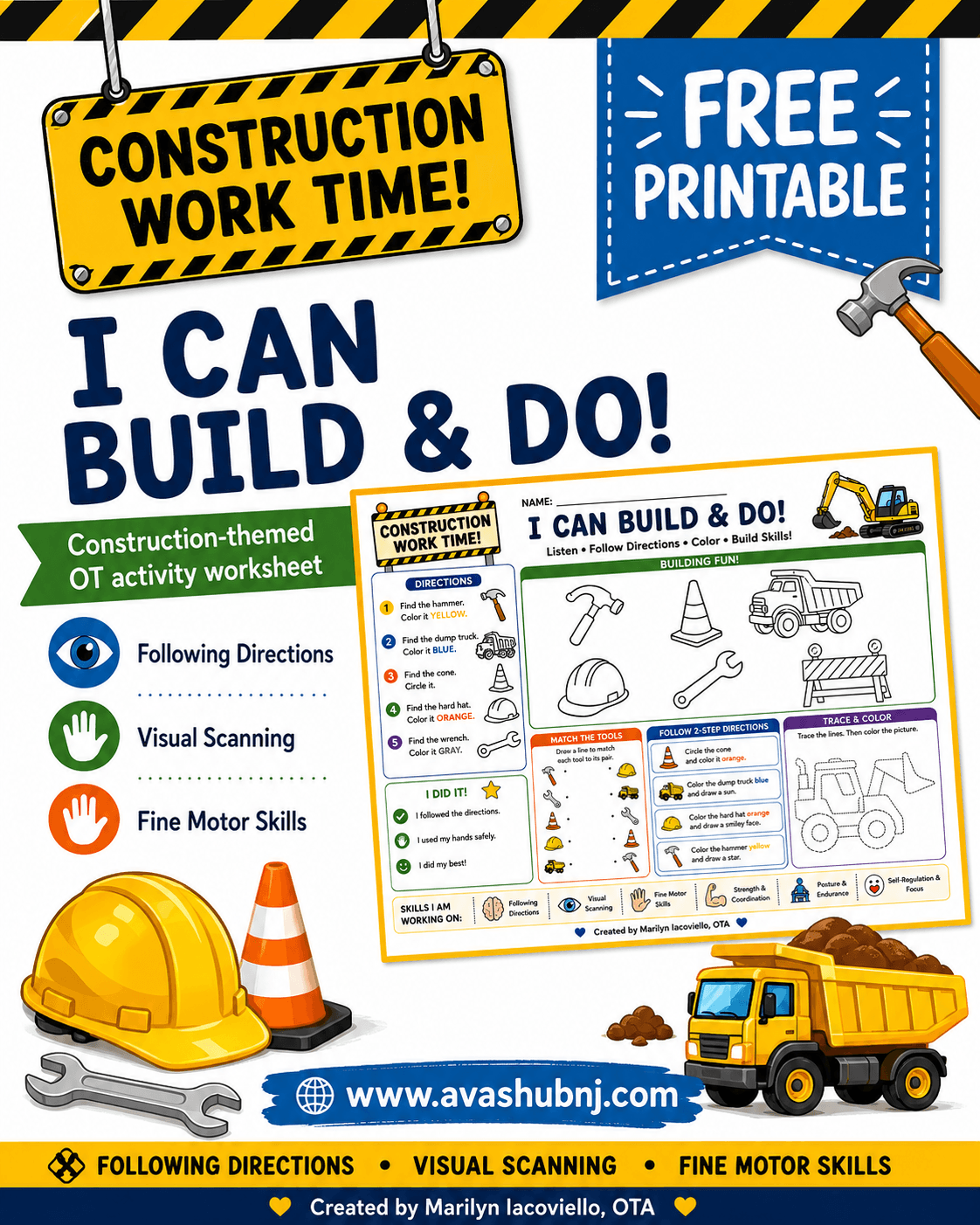 Construction Work Time: I Can Build & Do! – Free OT Printable