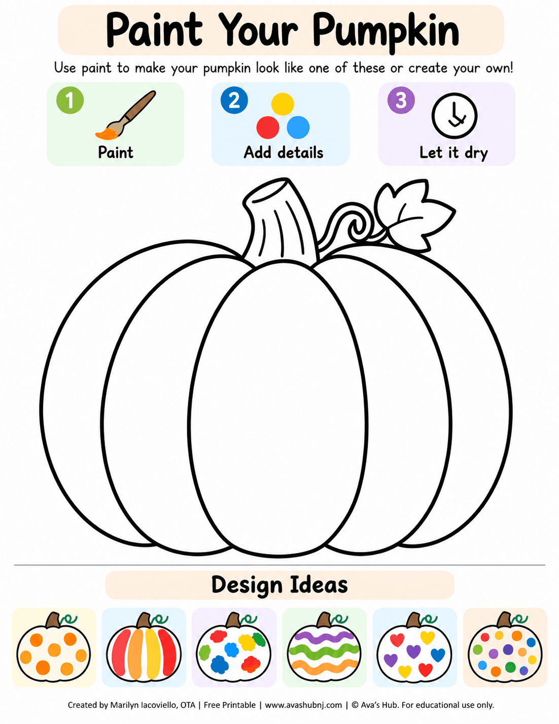 Paint Your Pumpkin – Free Fall Fine Motor Printable | Ages 2–6